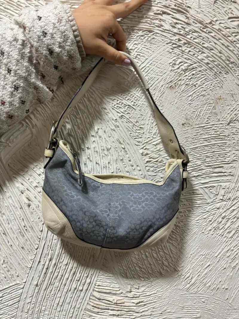 Bolso de hombro Coach beige y gris - 2