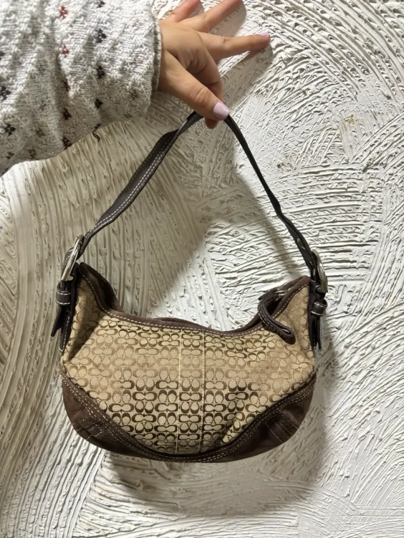 Bolso de mano Coach marrón y beige - 1
