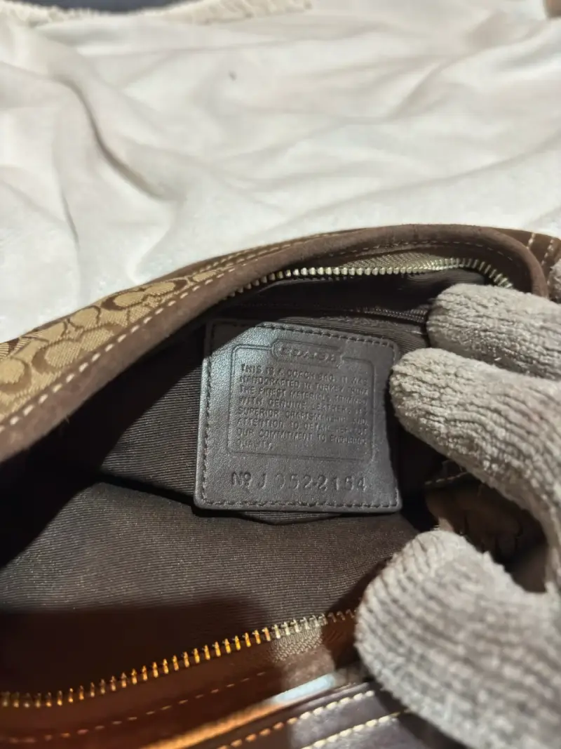 Bolso de mano Coach marrón y beige - 3