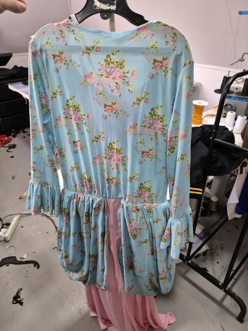 Disfraz vintage floral azul con volantes talla M/L - 2