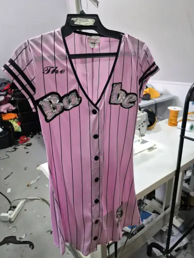 Disfraz camisero rosa con rayas y lentejuelas XS - miniatura 1