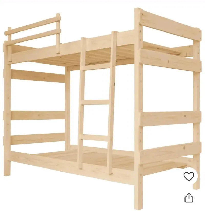 Litera de madera natural con escalera