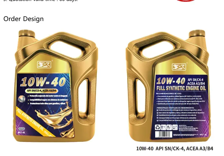 Aceite de motor sintético 10W-40 4L
