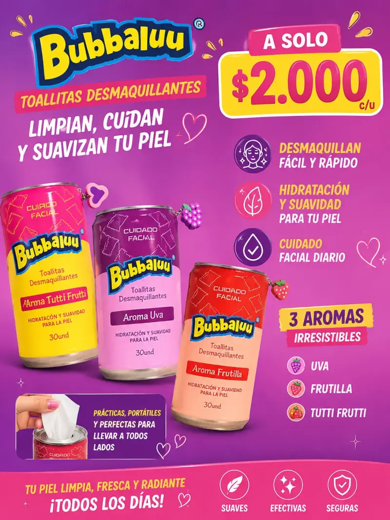 Toallitas desmaquillantes Bubbaluu 30 unidades