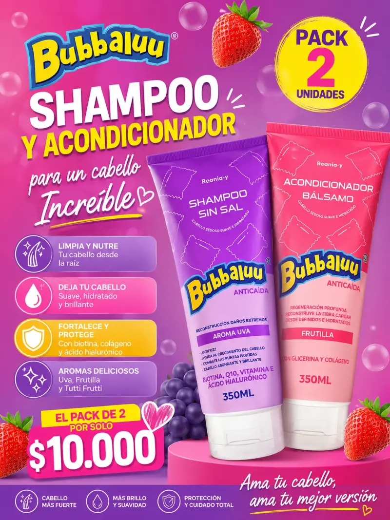 Pack de Shampoo y Acondicionador Bubbaluu Anticaída - 1