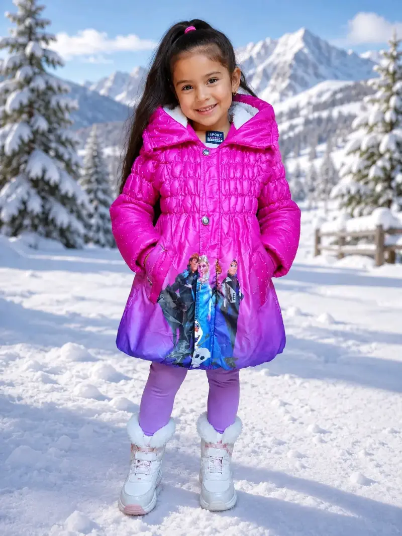 Abrigo infantil Frozen rosa para nieve