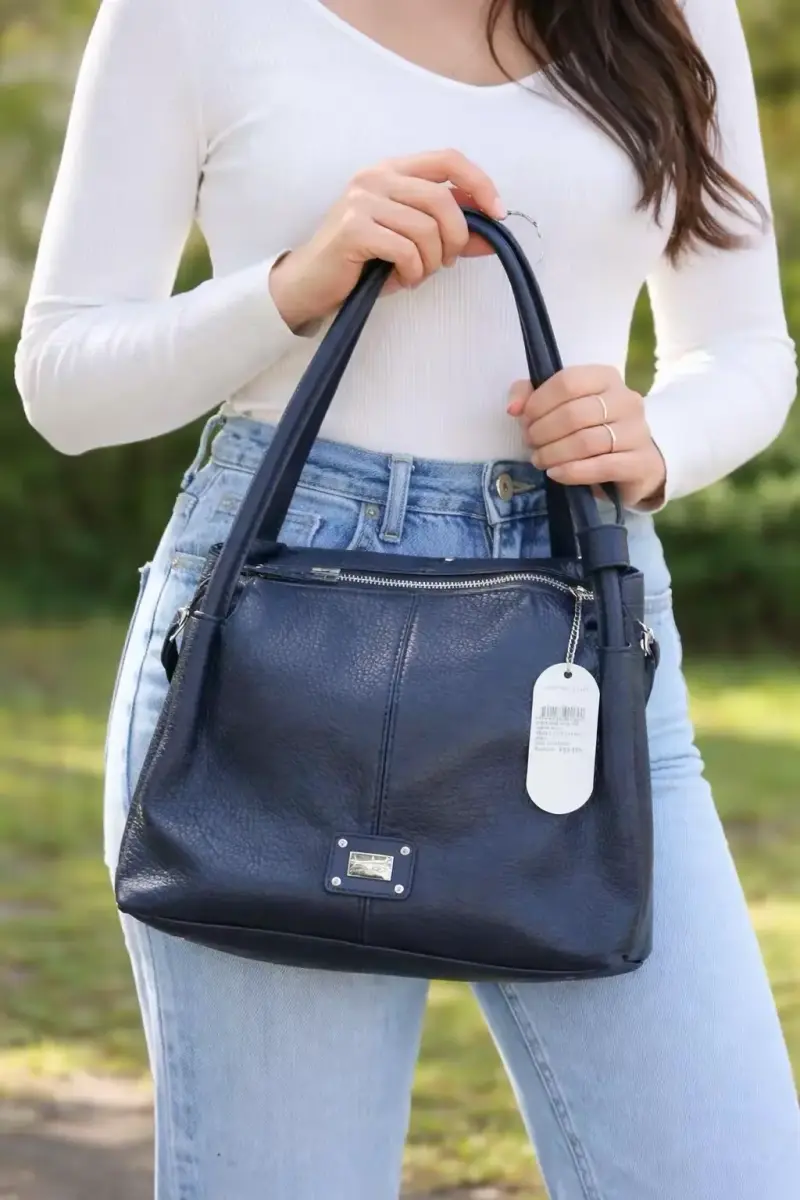 Bolso de cuero azul marino elegante - 2