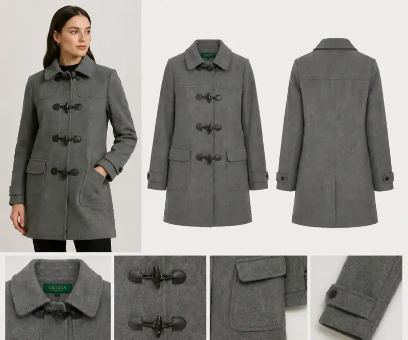 Abrigo gris Lauren Ralph Lauren con cierre de palanca