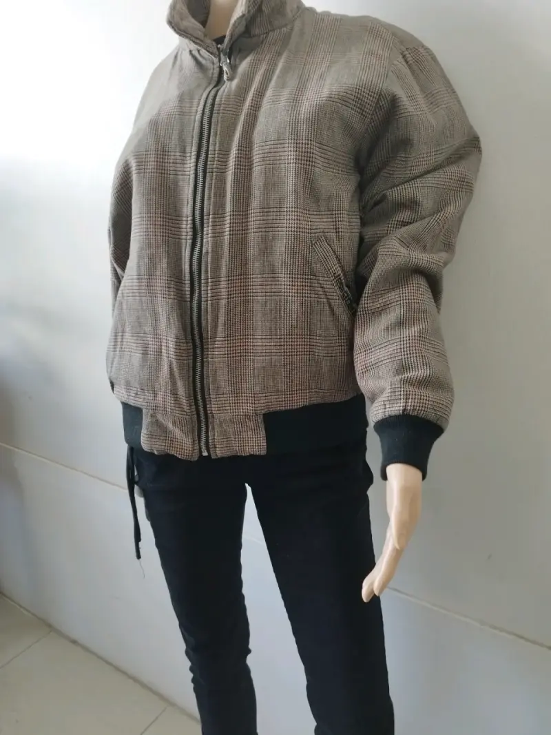 Chaqueta de lana a cuadros para mujer - 2