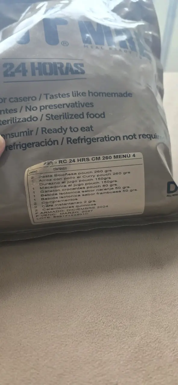 Comida lista para consumir Daff MRE 24 horas - 2