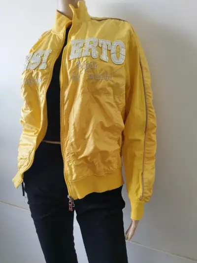 Chaqueta bomber amarilla con bordados - miniatura 1