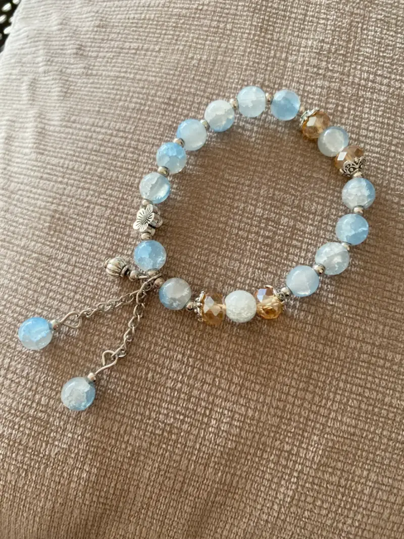 Pulsera de cristales azules y dorados- Hecha en MX - 2