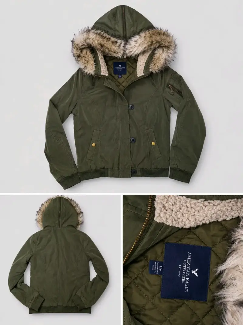 Parka verde con capucha de American Eagle