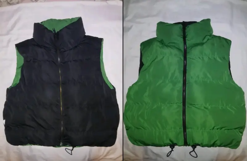 Chaleco reversible negro y verde - 1