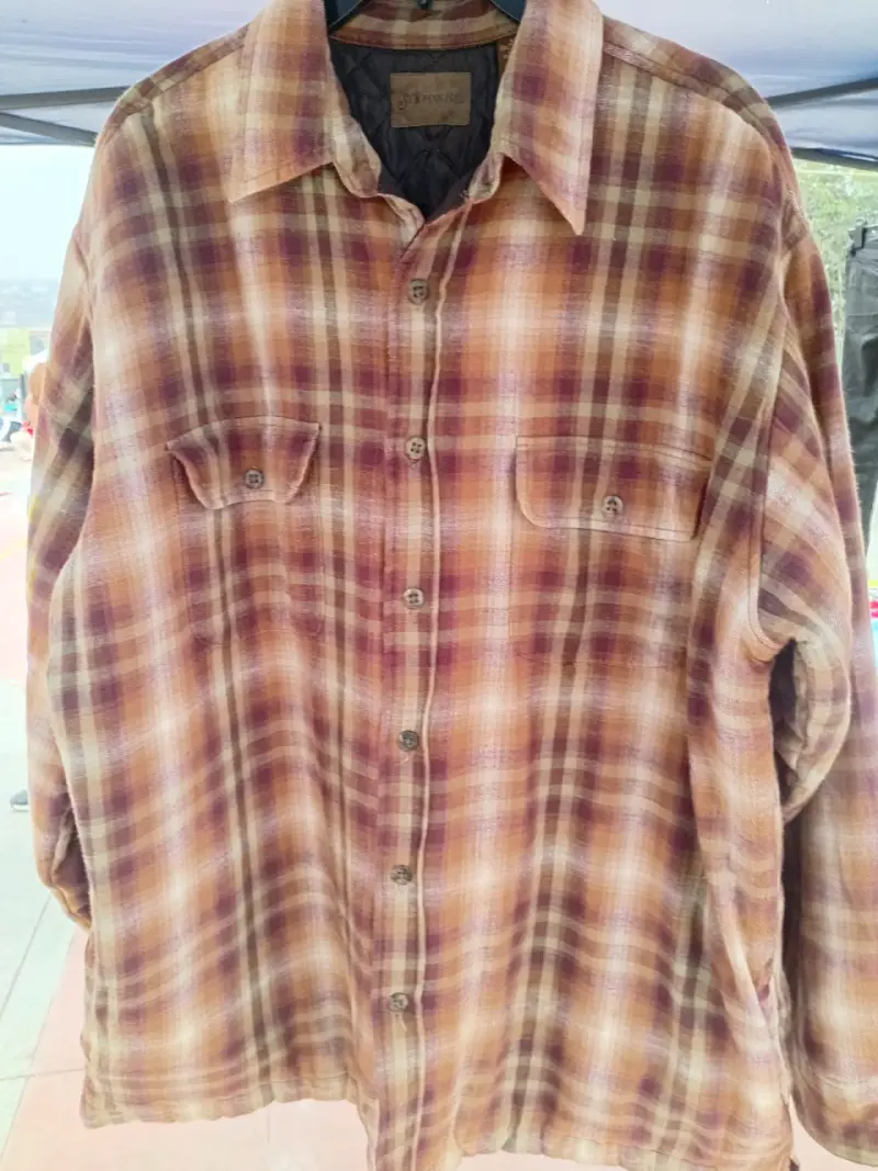Camisa chaqueta de franela a cuadros marrón - 1