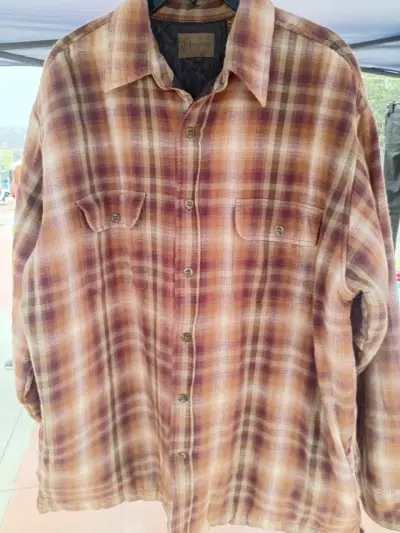 Camisa  chaqueta de franela a cuadros marrón - miniatura 1