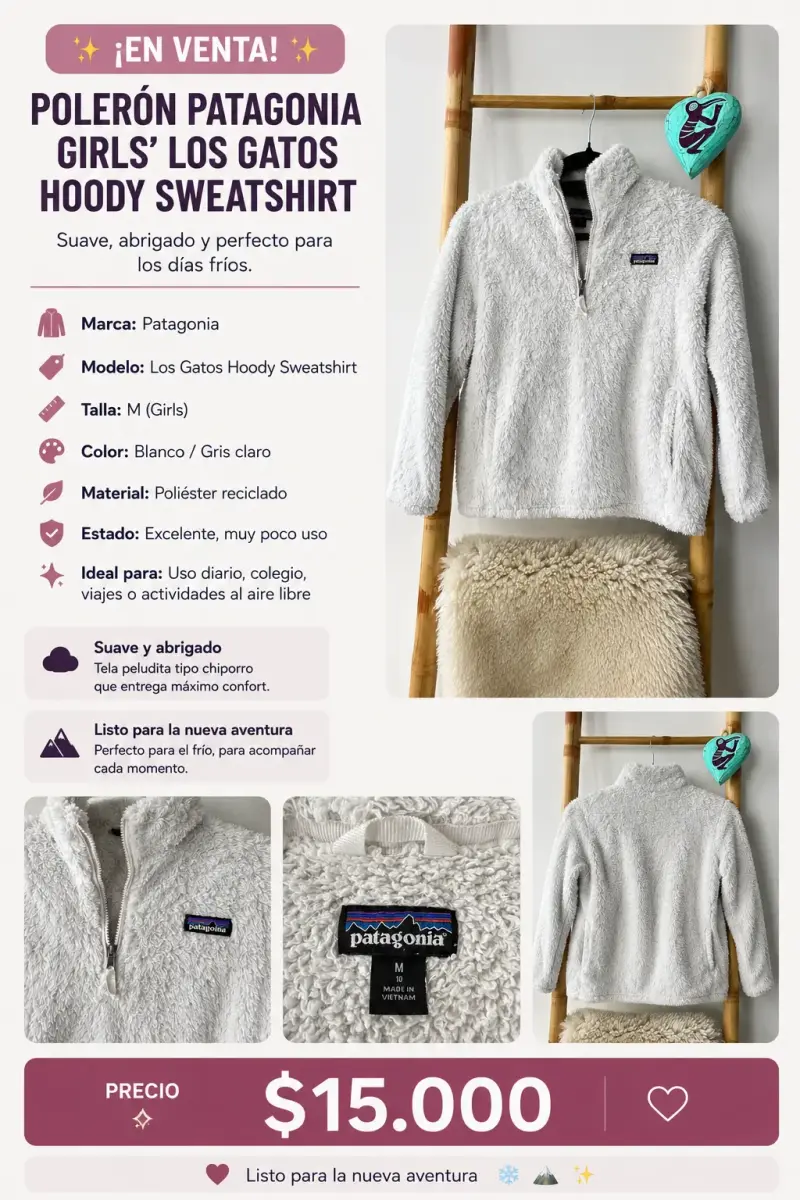 Polar Patagonia blanca talla M - 3