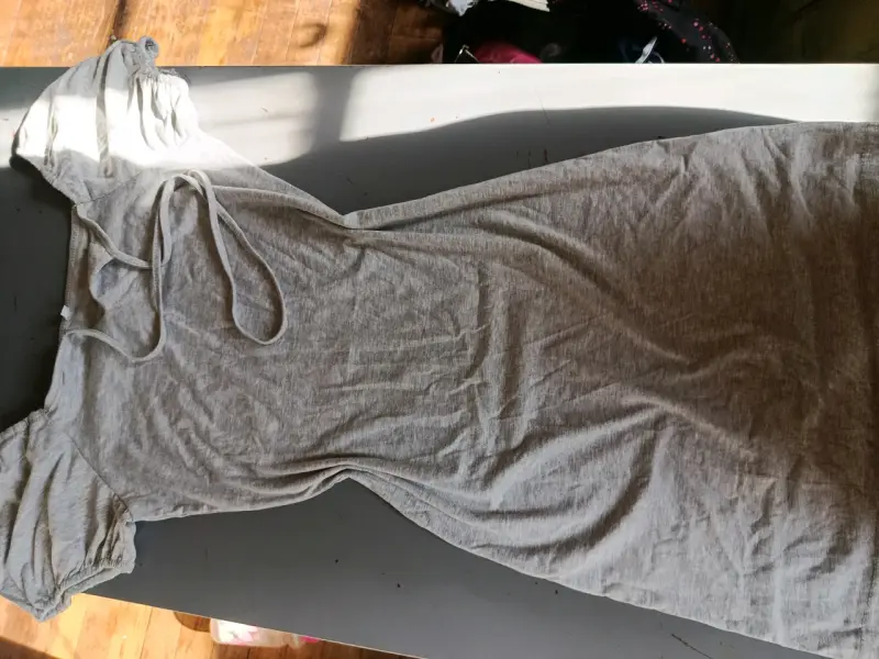 Vestido largo gris casual para mujer - 1
