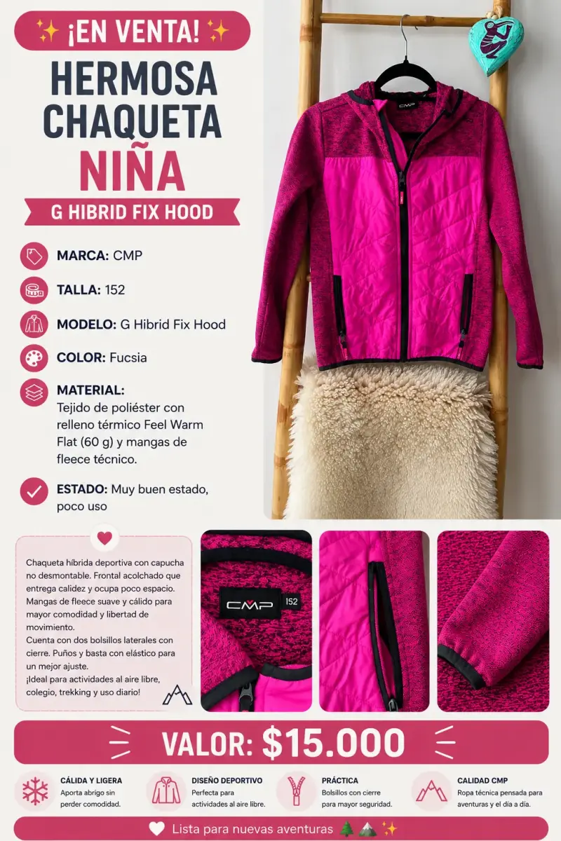 Chaqueta CMP rosa talla 152 - 3