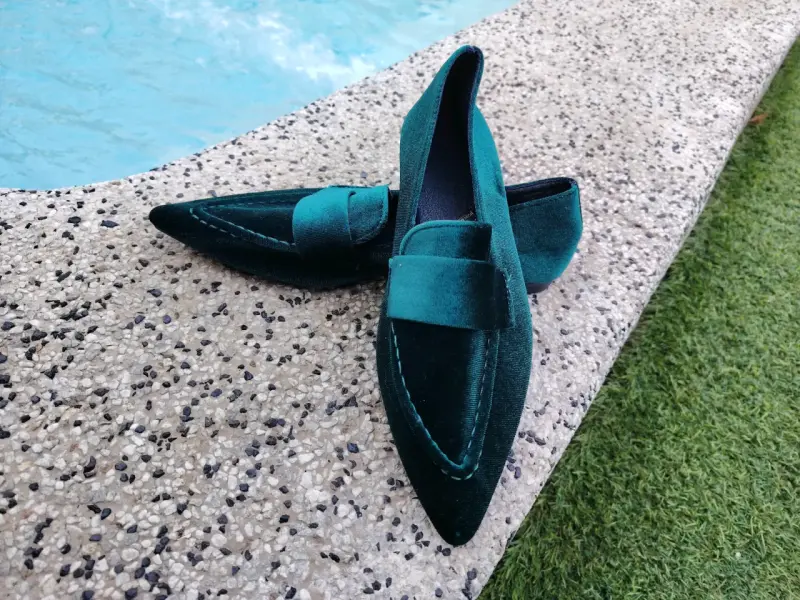Mocasines de terciopelo verde esmeralda - 2