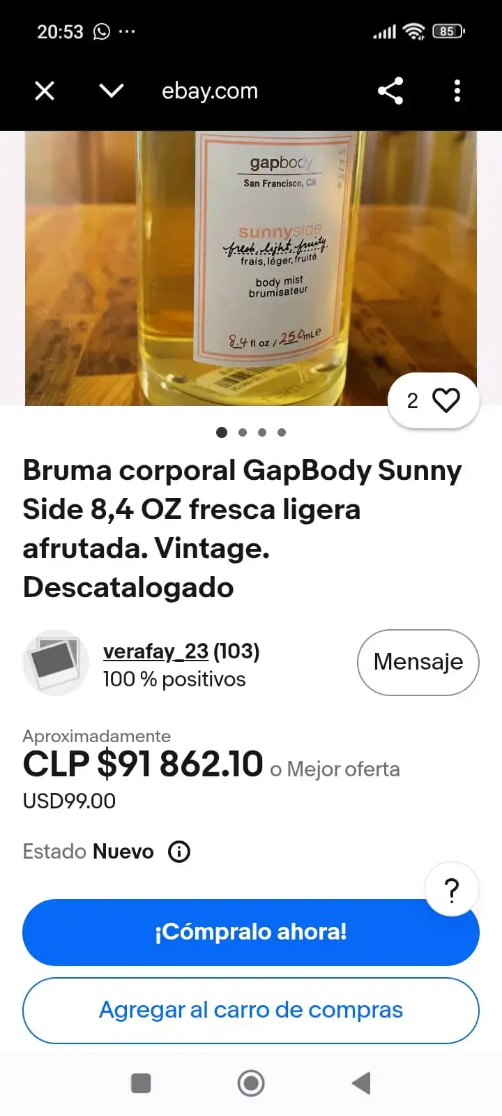 Body Mist Gapbody Sunnyside 250 ml - 4