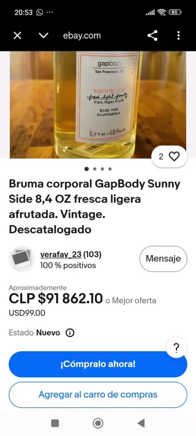Body Mist Gapbody Sunnyside 250 ml - miniatura 4