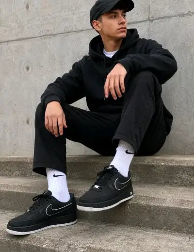 Zapatillas deportivas negras Nike Air Force - miniatura 1