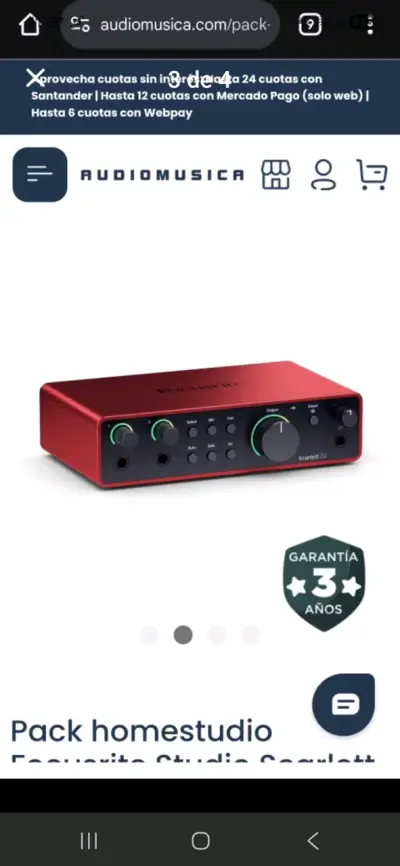 Interfaz de audio Focusrite Scarlett 2i2 con micrófono - miniatura 3