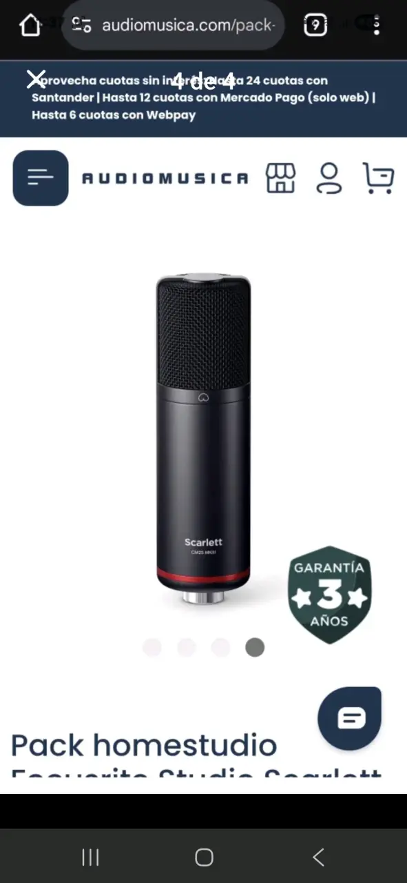 Interfaz de audio Focusrite Scarlett 2i2 con micrófono - 4