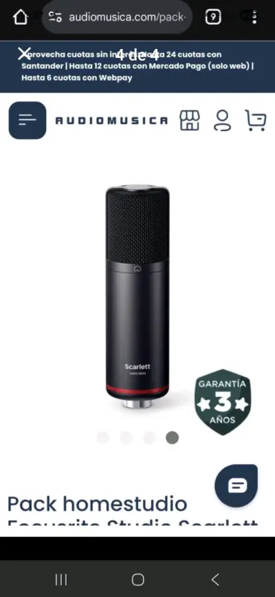 Interfaz de audio Focusrite Scarlett 2i2 con micrófono - miniatura 4