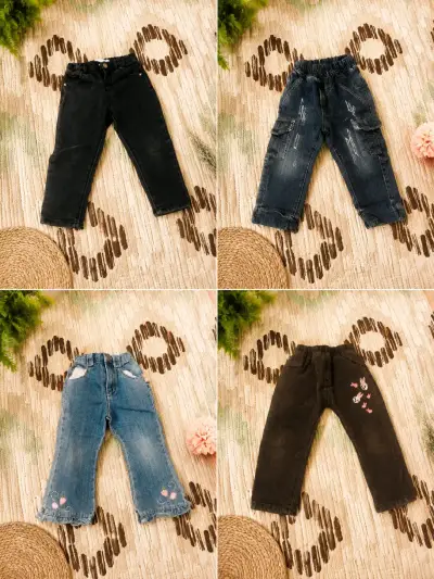 Jeans infantiles bordados con flores - miniatura 2