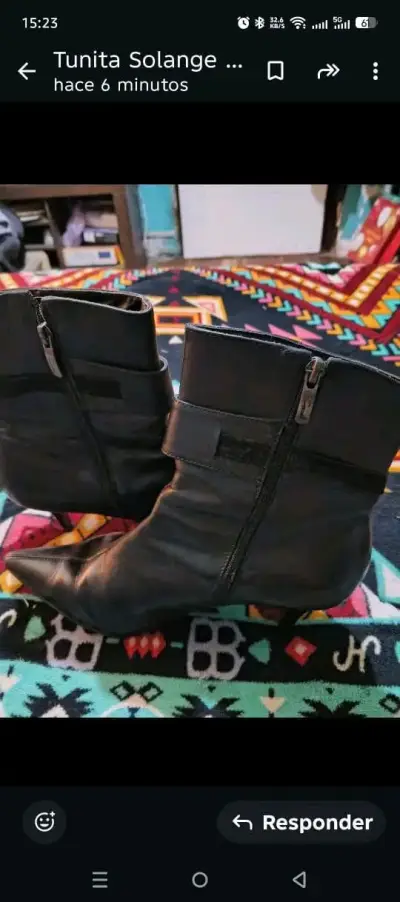 Botines de cuero negro con tacón - miniatura 3