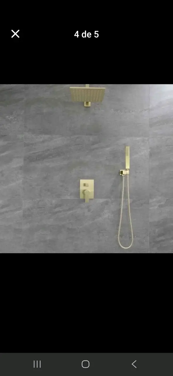 Set de ducha dorado moderno con rociador cuadrado - 3
