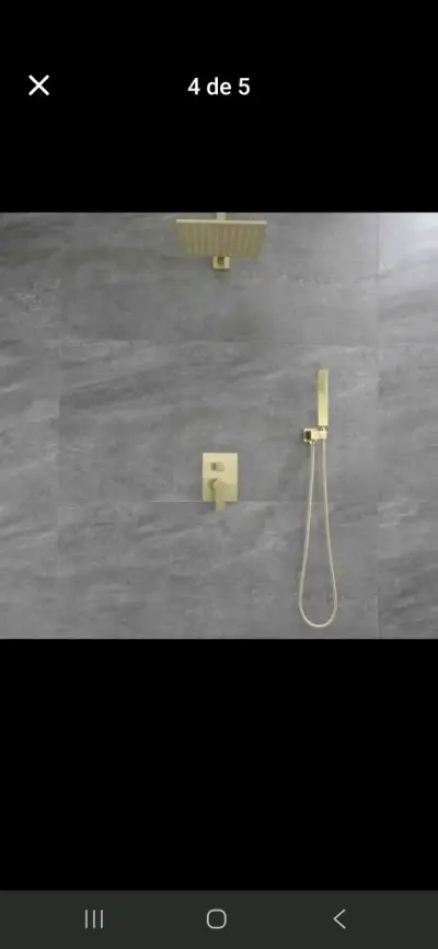 Set de ducha dorado moderno con rociador cuadrado - miniatura 3