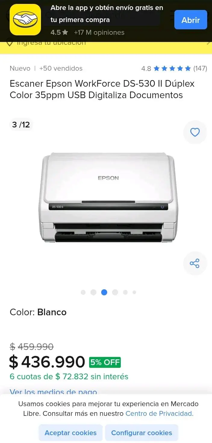 Escáner Epson DS-530 II en buen estado - 2