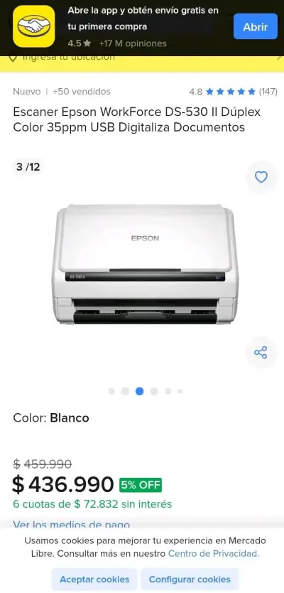 Escáner Epson DS-530 II en buen estado - miniatura 2