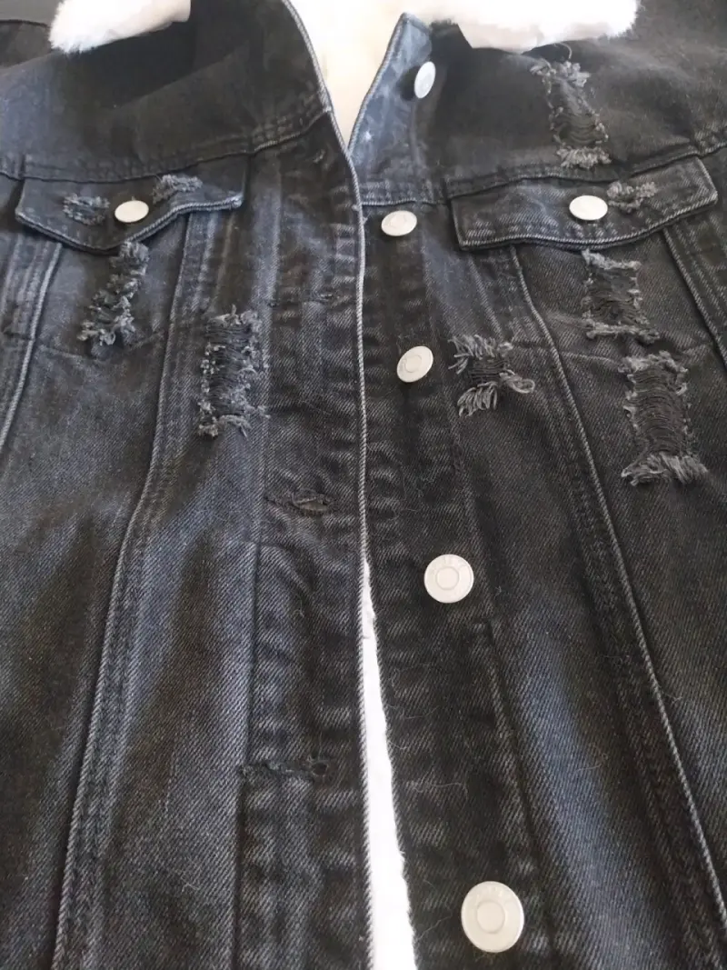 Chaqueta de mezclilla negra con chiporro. Unisex - 2