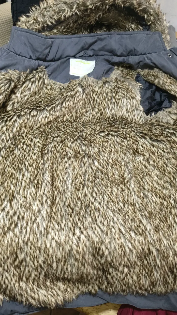 Parka gris con capucha de piel sintética talla 8 - 4