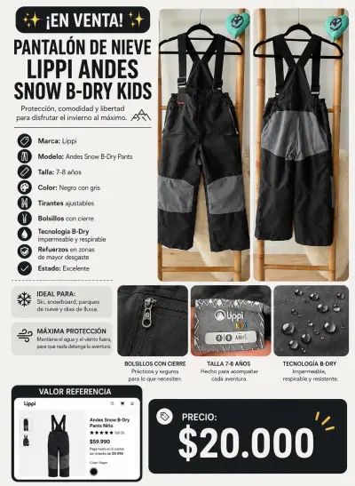 Pantalón de nieve Lippi Andes Snow B-Dry Kids - miniatura 1