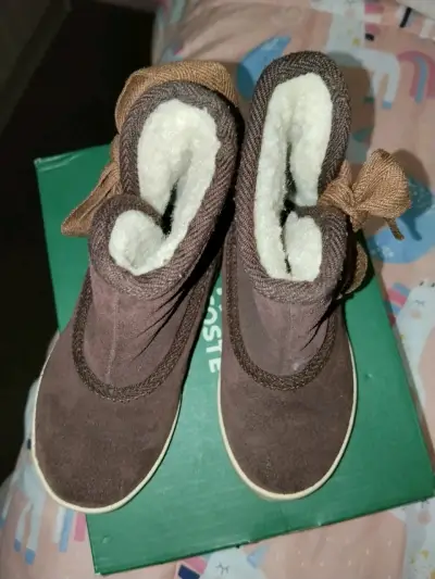 Botines de cuero marrón con forro cálido - miniatura 2