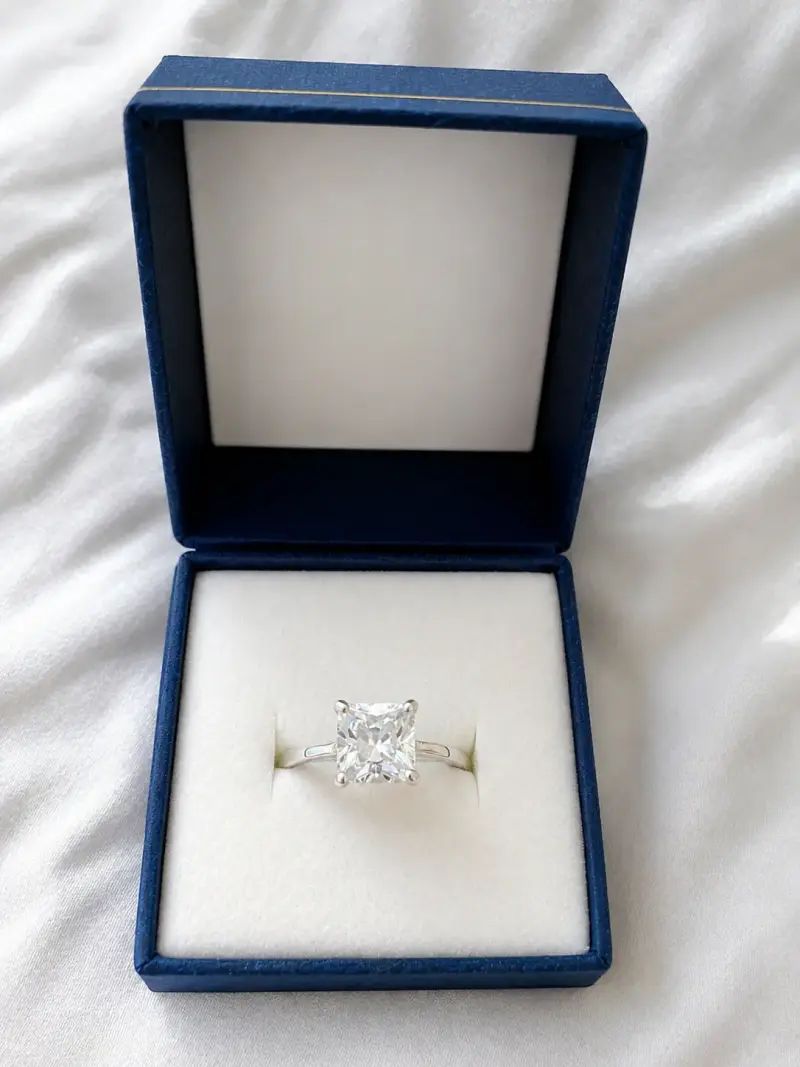 Anillo de compromiso de plata con zirconia cúbica - 1