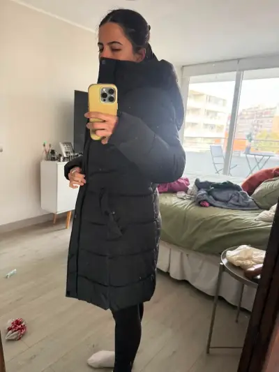 Abrigo H&M negro largo para mujer - miniatura 1