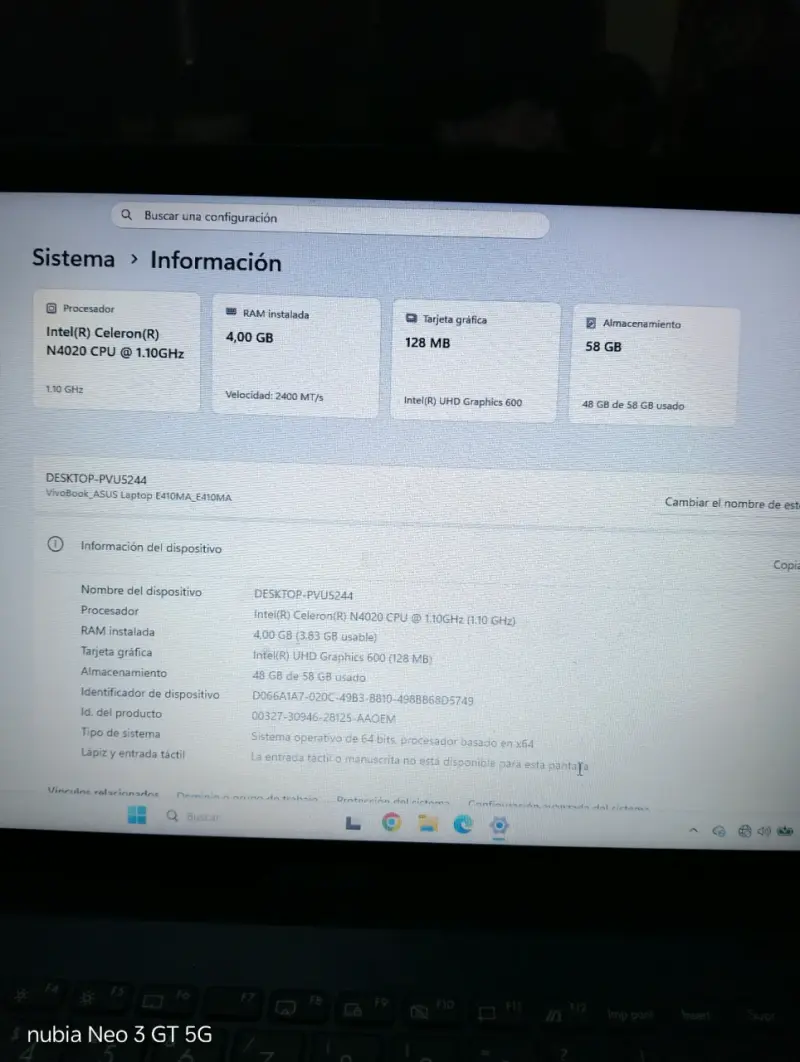 Laptop ASUS VivoBook Intel Celeron 4GB RAM - 1