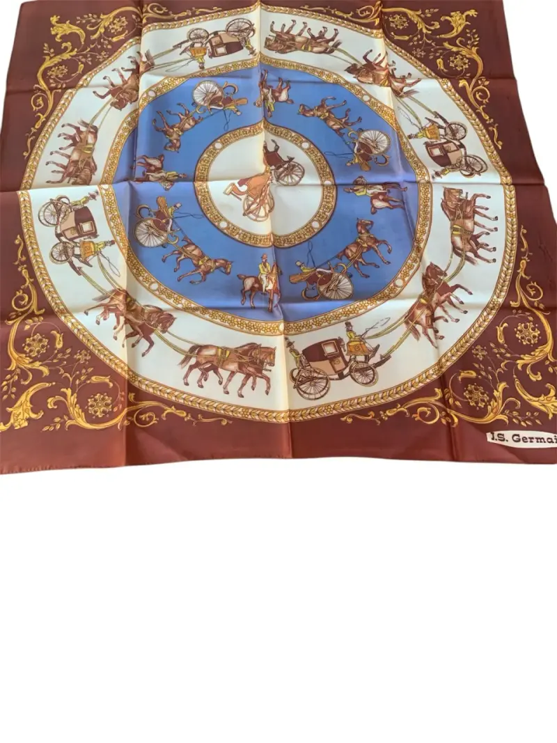 Pañuelo de seda itslia con diseño ecuestre vintage - 1