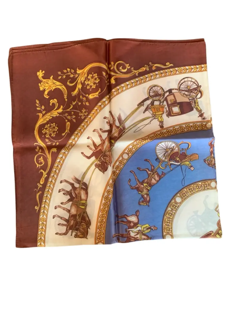 Pañuelo de seda itslia con diseño ecuestre vintage - 3