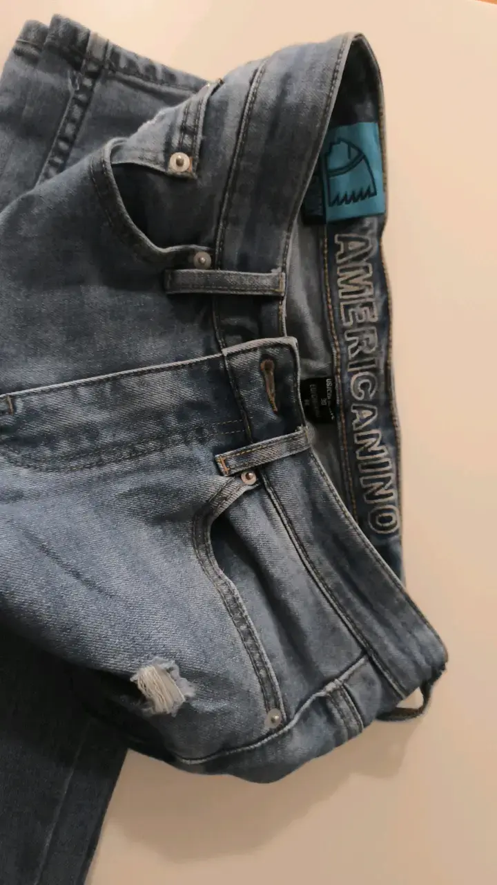 Jeans azul desgastado para hombre, Amaricanino - 3