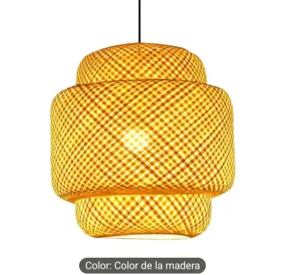Lámpara colgante de mimbre color madera - miniatura 1