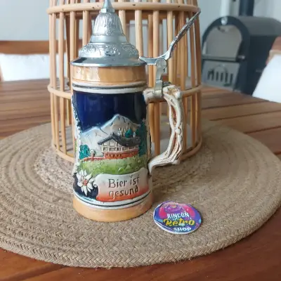 Jarra cerámica alemana con tapa metálica - miniatura 1