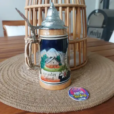 Jarra cerámica alemana con tapa metálica - miniatura 2