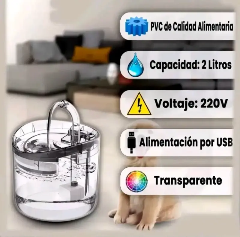 Fuente de agua para mascotas 2L USB - 1